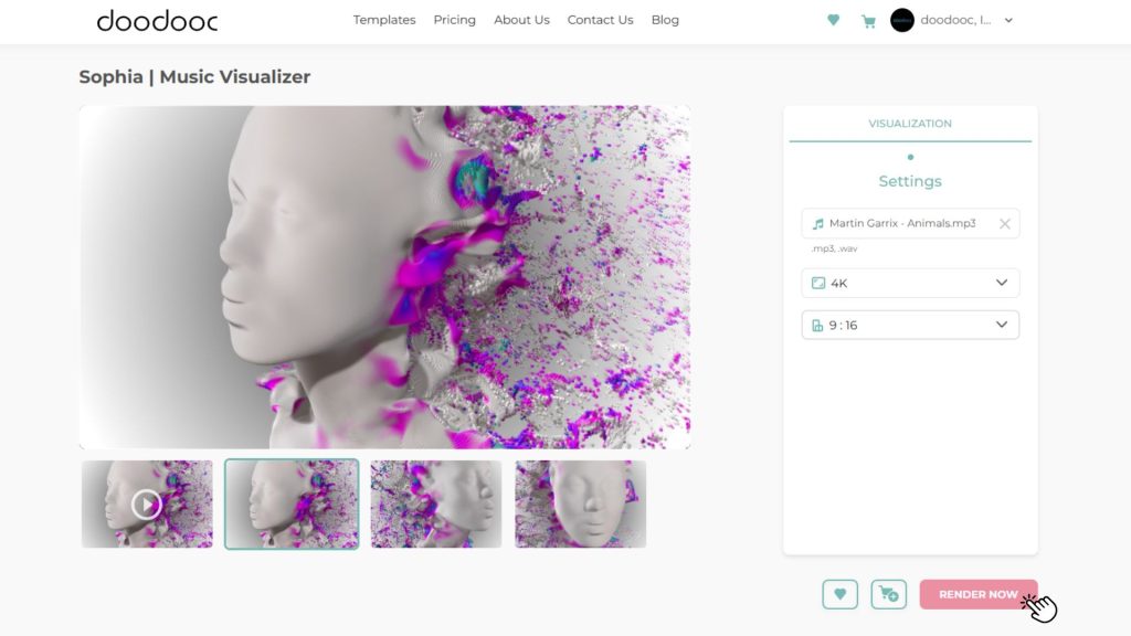 edm visuals-click "render now"